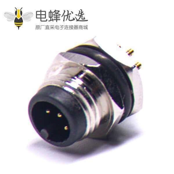 M8 PCB板端后锁直式连接器A型3芯防水公插座传感器