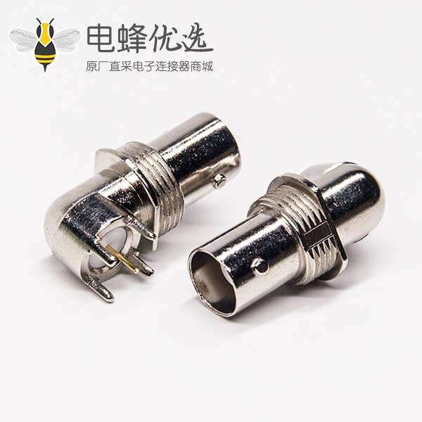 bnc插板接PCB板连接器弯式母头穿墙面板安装
