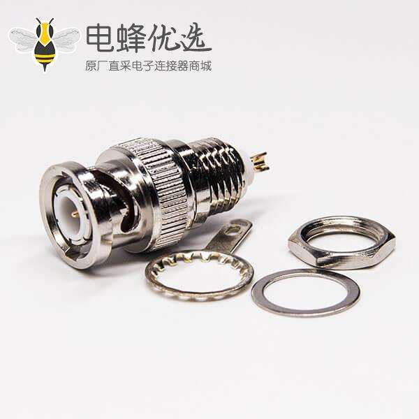 bnc公头焊线直式连接器后锁穿墙焊接式接同轴线缆