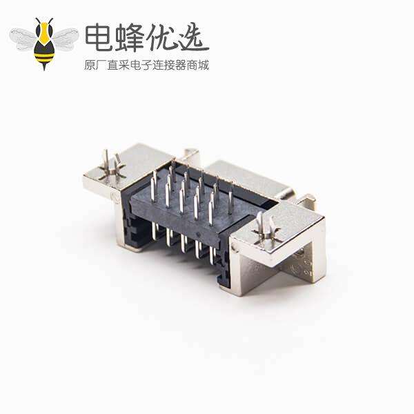 scsi母连接器20针90度铆锁式插PCB板带鱼叉脚