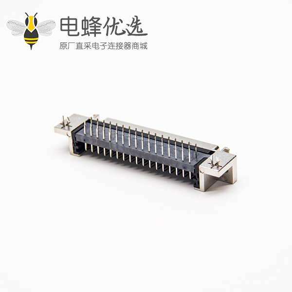 68针scsi连接器弯式90度母头穿孔式接PCB板