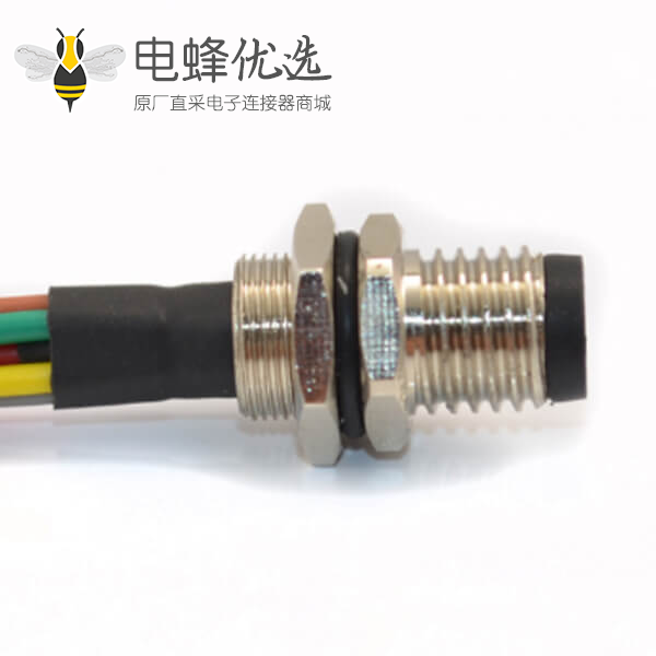 M8焊线式航空插座A型防水板端8芯公插座航空连接器