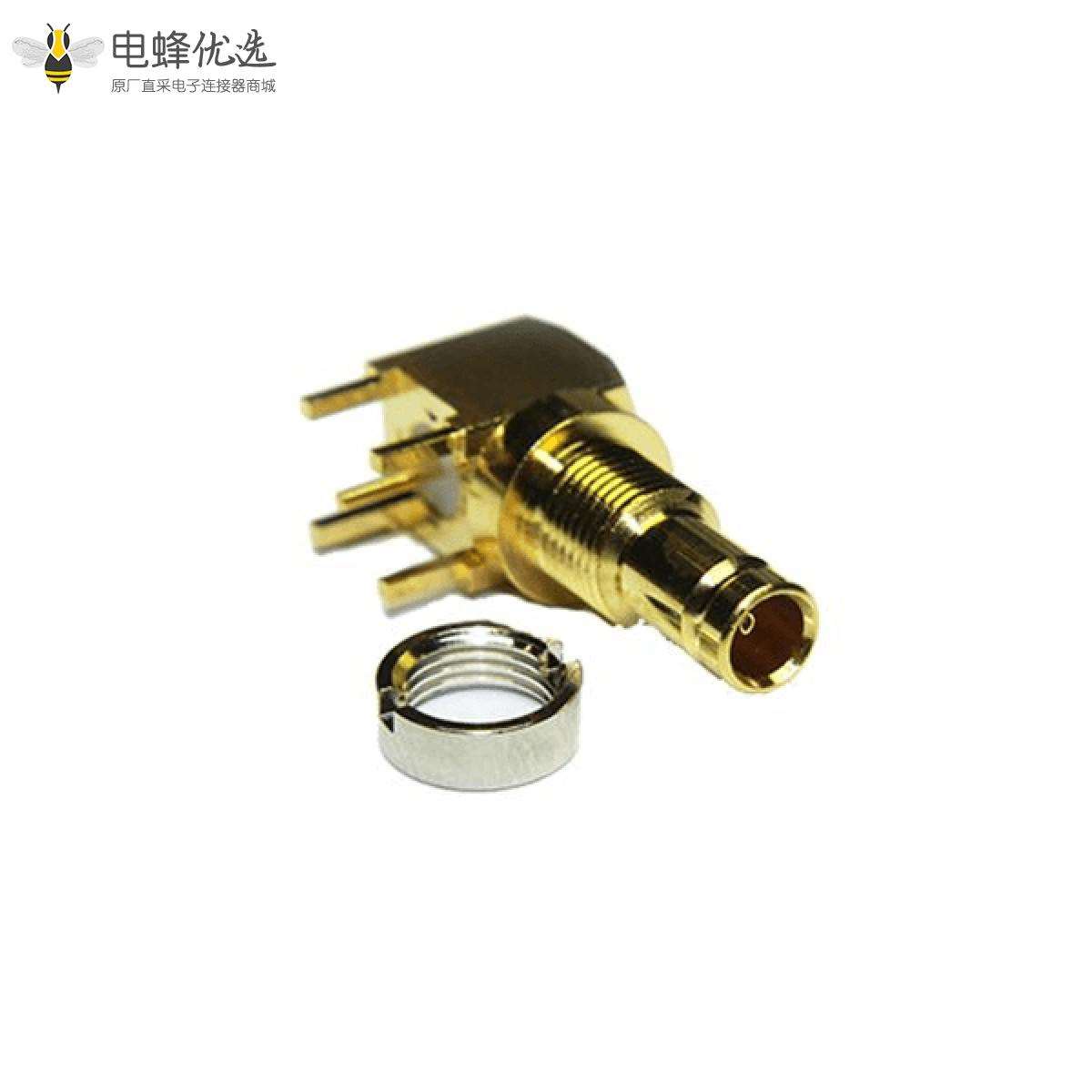 1.0 / 2.3连接器直角75&Omega;插座焊接端接用于PCB安装的微型微型隔板配件