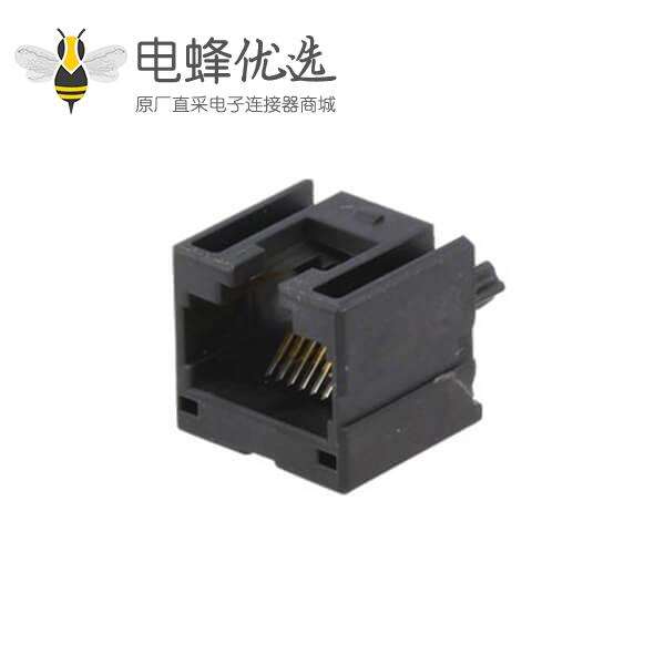 六类RJ45插座接线PCB板黑色塑壳连接器不带灯
