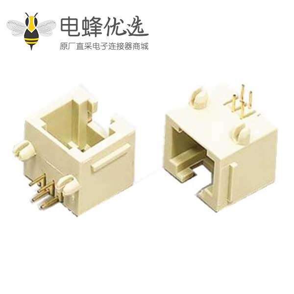 RJ45接口母座RJ11连接器6P弯式白色塑壳非屏蔽不带灯