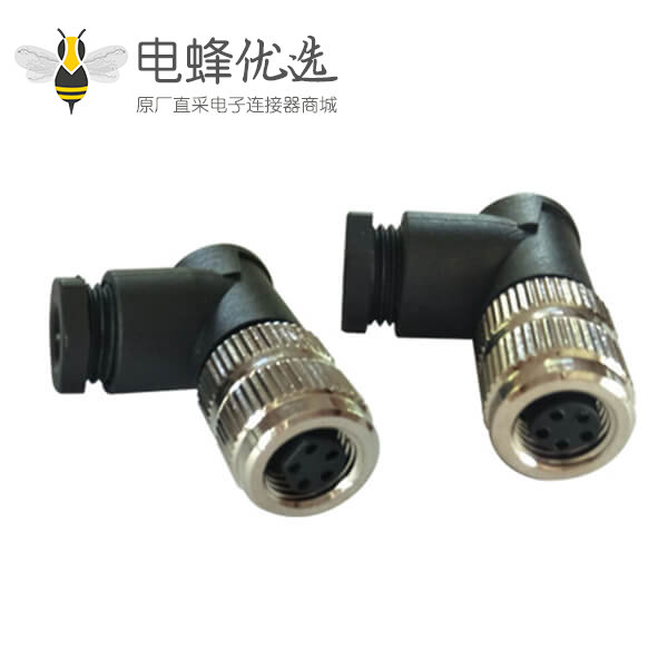 M8弯头5芯航空连接器B型防水组装式5芯航空母插头