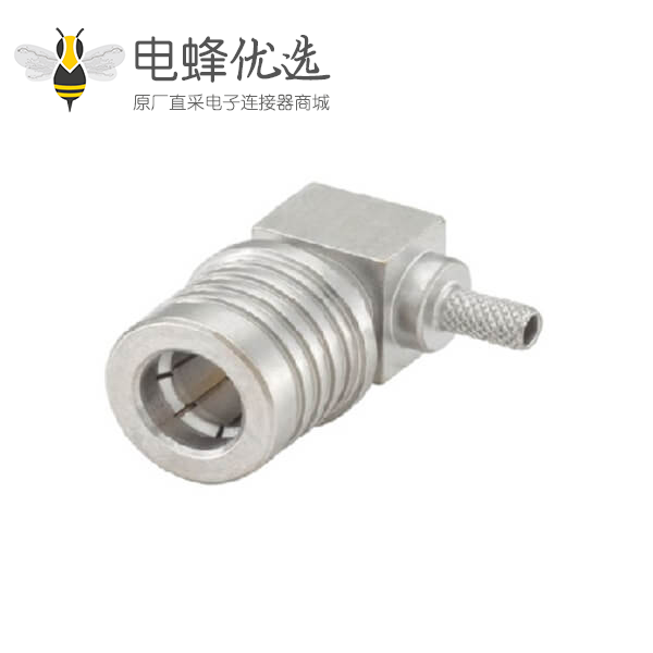 QMA连接器插头直角50&Omega;电缆安装压接焊接端子接线RG174 A/U