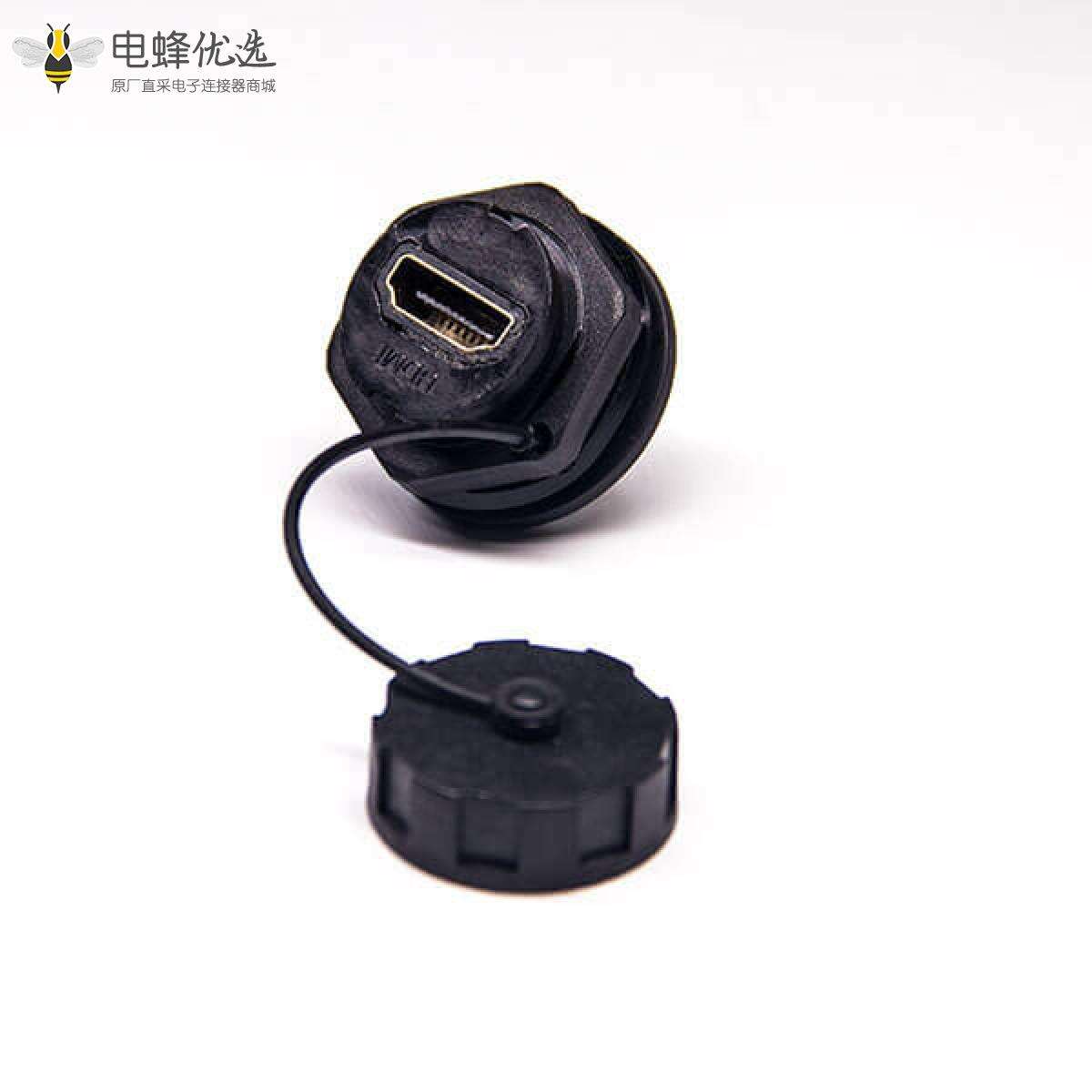 HDMI AF 防水插座19p防水等级IP67板尾部带针插座