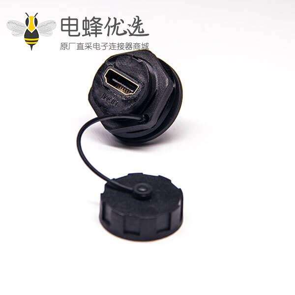 HDMI AF 防水插座19p防水等级IP67板尾部带针插座