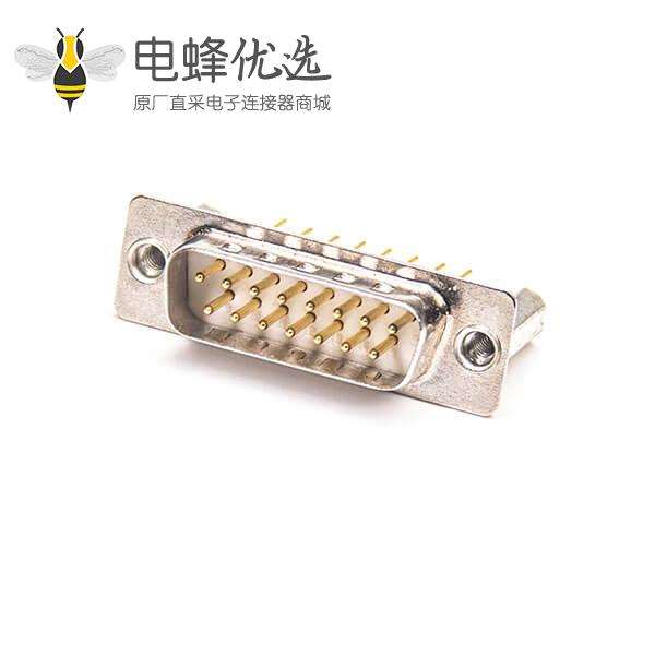 D-sub15PIN公头180度加高焊板镀金车针X2