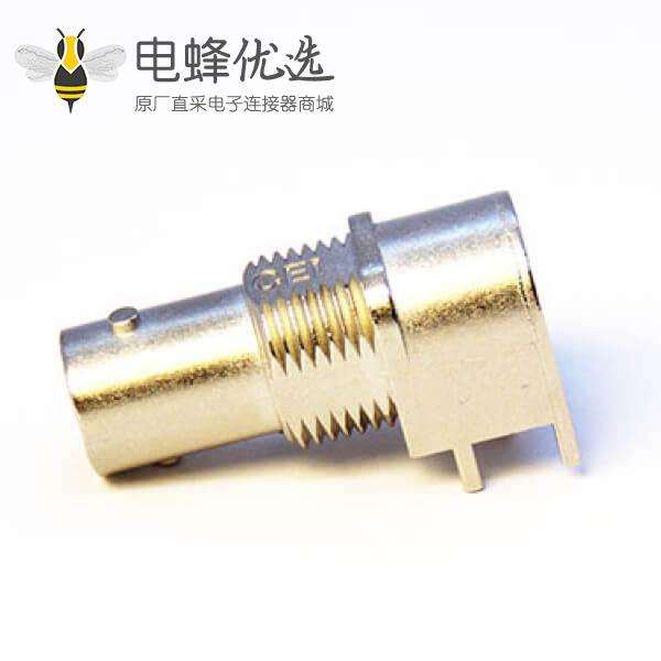 BNC座子PCB母头弯式连接器前锁穿墙插板3.3mm镀镍