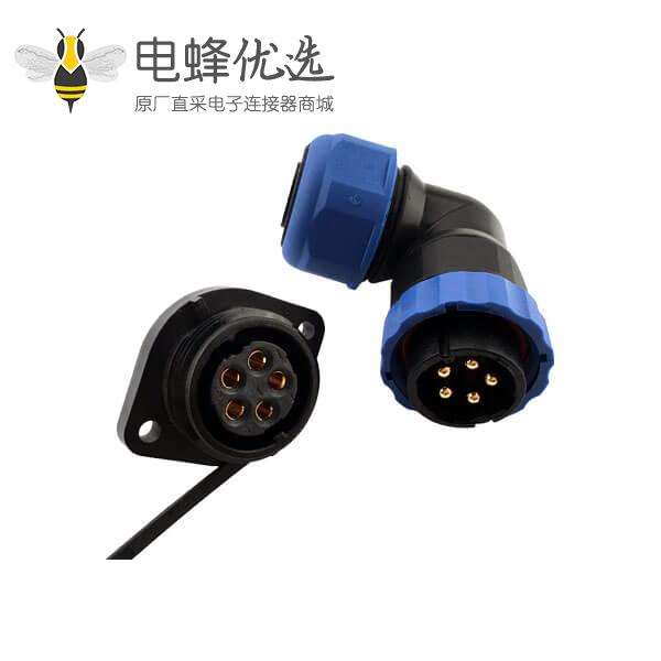 5芯防水塑料连接器 SP21-5芯弯头