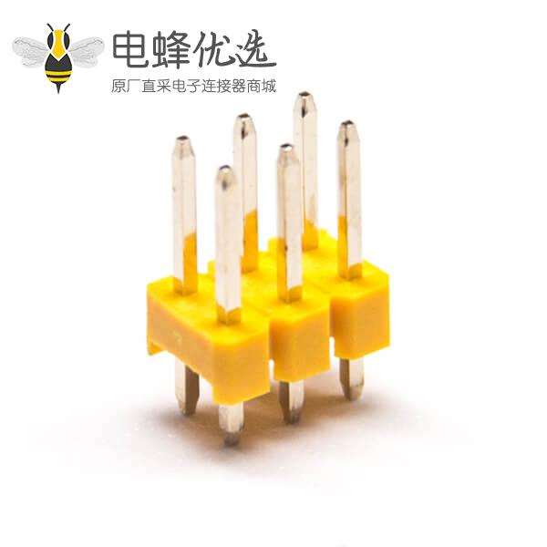 双列排针180度黄色塑胶6Pin插板2.54mm间距10pcs