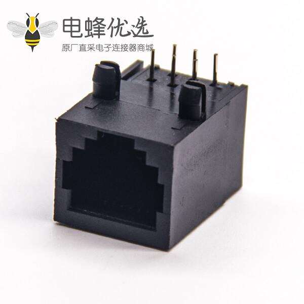 rj45座pcb板端以太网接口黑色全塑不带屏蔽8P8c