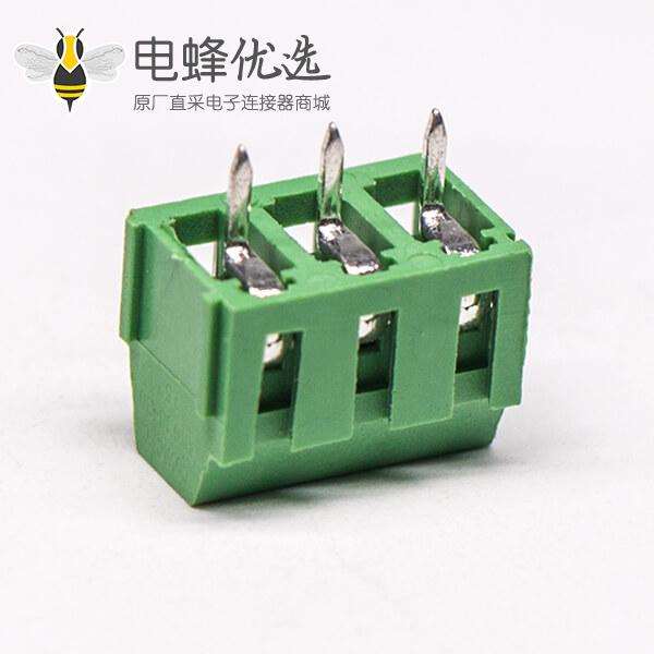 绿色接线端子螺钉式3芯直式连接器插PCB板