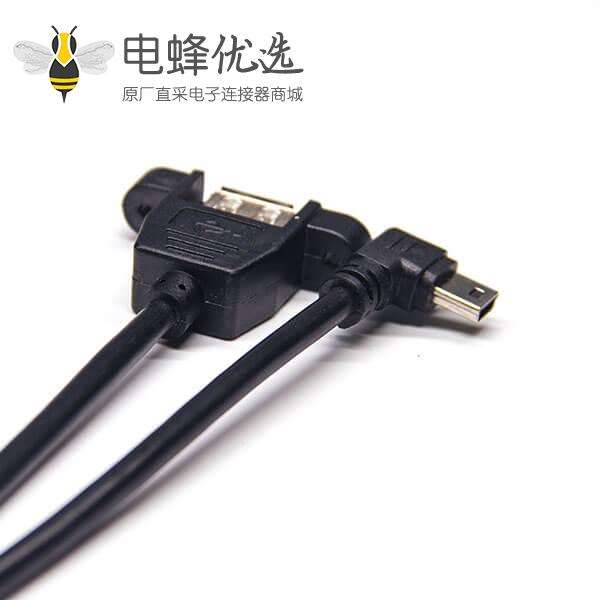 mini&nbsp;usb公口左弯头转usb type a直式母头usb线材OTG连接线