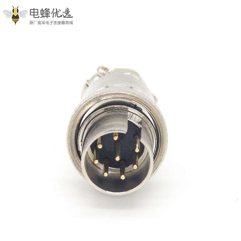 GX16 8芯直式反装母插座后锁穿墙焊线式航空连接器