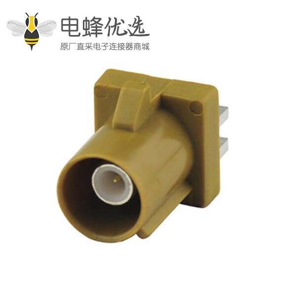 Fakra转接头K型公头卡板式PCB板安装咖喱色/1027收音机用连接器