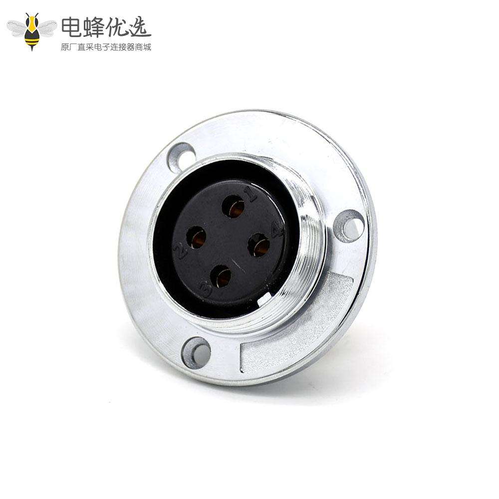 4芯航空插座GX30反装母头圆盘法兰安装接线连接器
