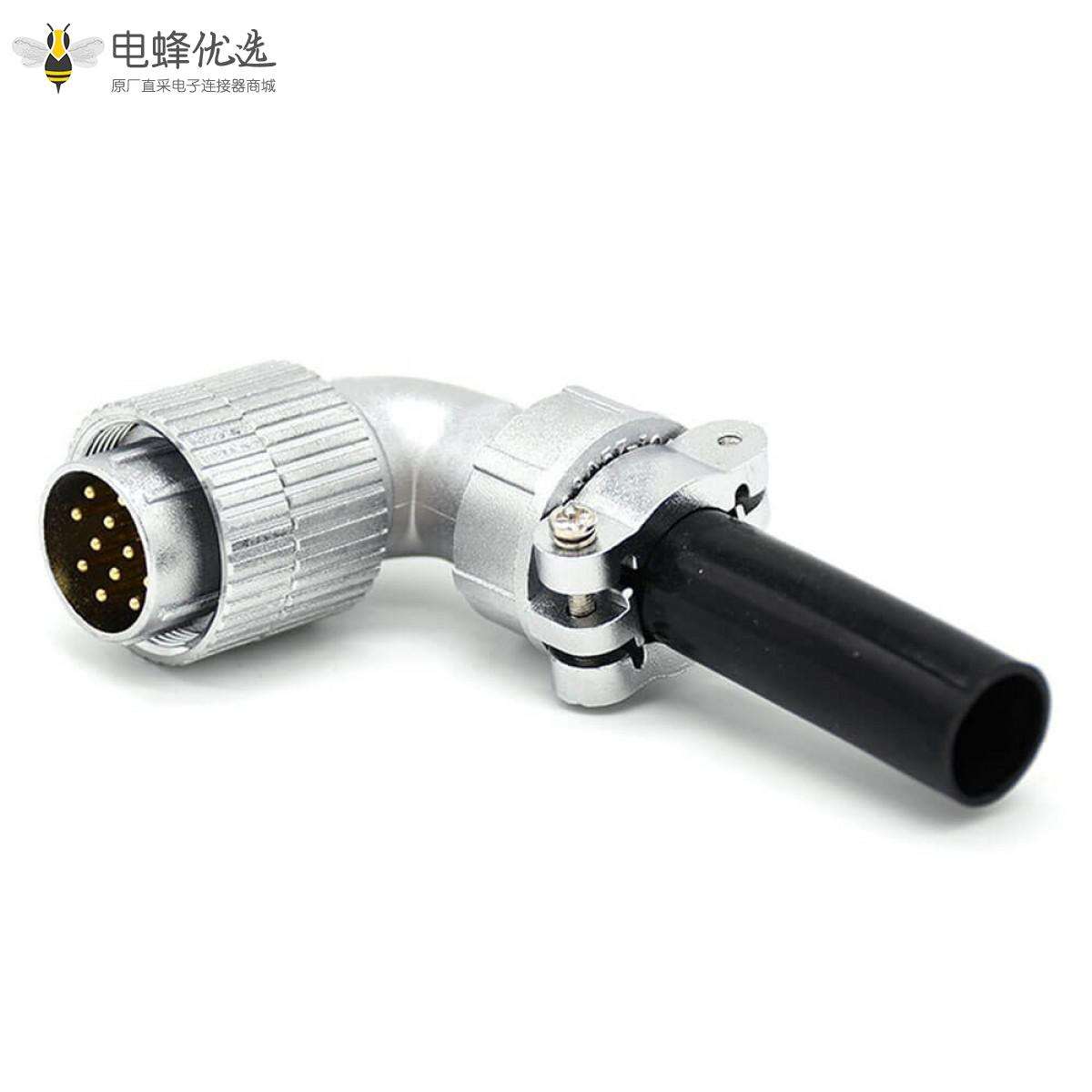弯公头P24 12芯插头航空连接器接线安装