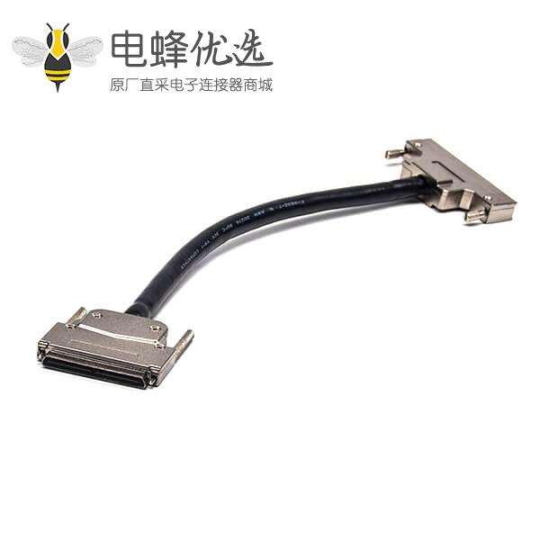 SCSI 100P连接器HPDB公转母直式插头插座螺丝锁电缆1米