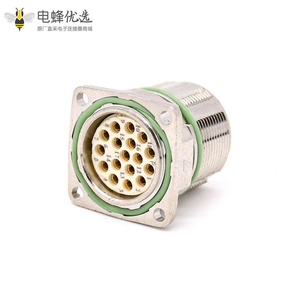 M系列连接器 M23 17芯直式公母四孔法兰防水插座