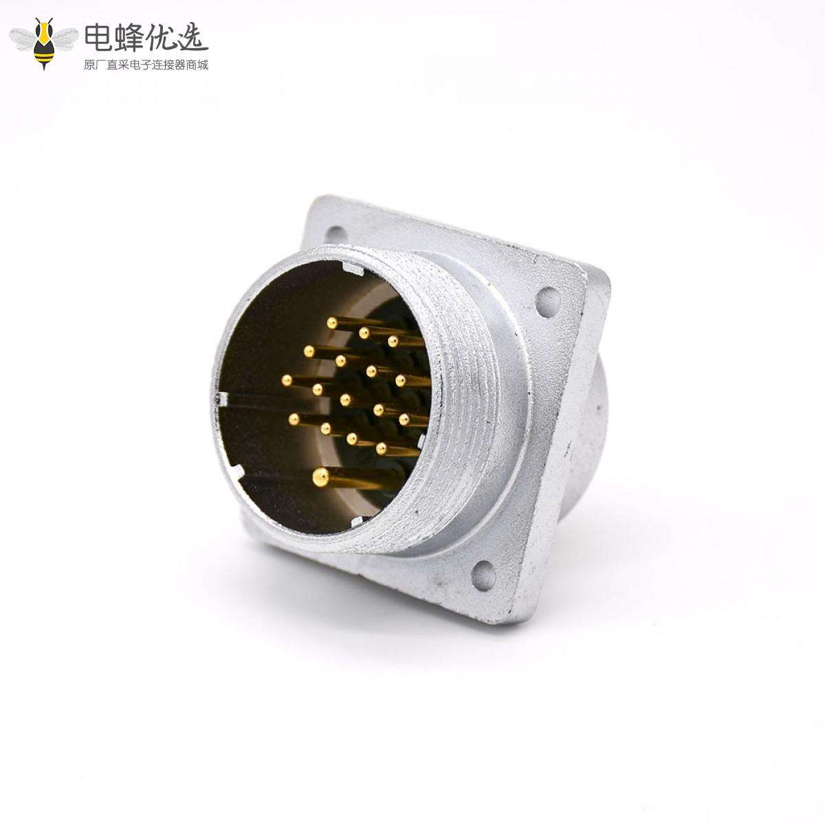 插座公头P48 17芯直式方型法兰连接器