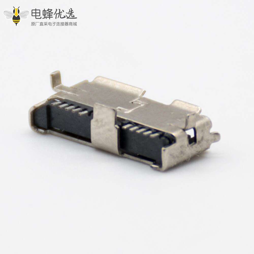 micro USB 3.0母头直式B型焊板式连接器