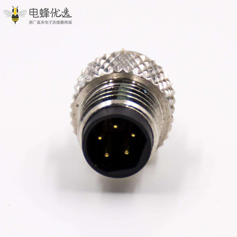 M8公头5芯B扣带屏蔽直式组装接头接线焊接式注塑连接器
