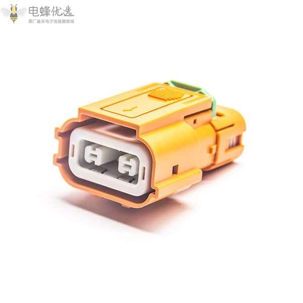 高压互锁插头125A弯式2芯金属外壳接线15CM连接线