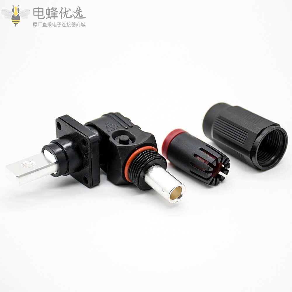 防水大电流连接器公母插座插头直弯对接黑色8mm单芯塑料200A铜牌连接IP67