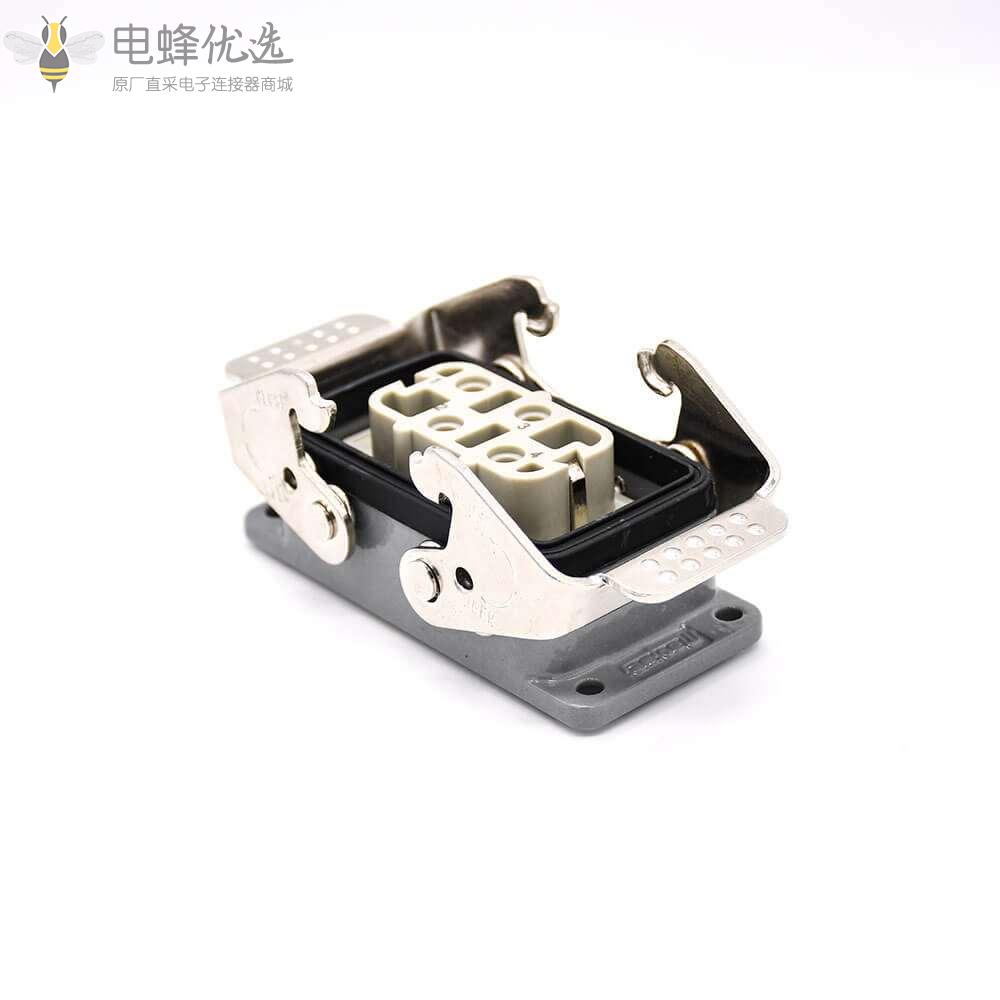 重载工业连接器H10B4芯镀银公母对接开孔安装螺纹M25顶出口PC料内芯