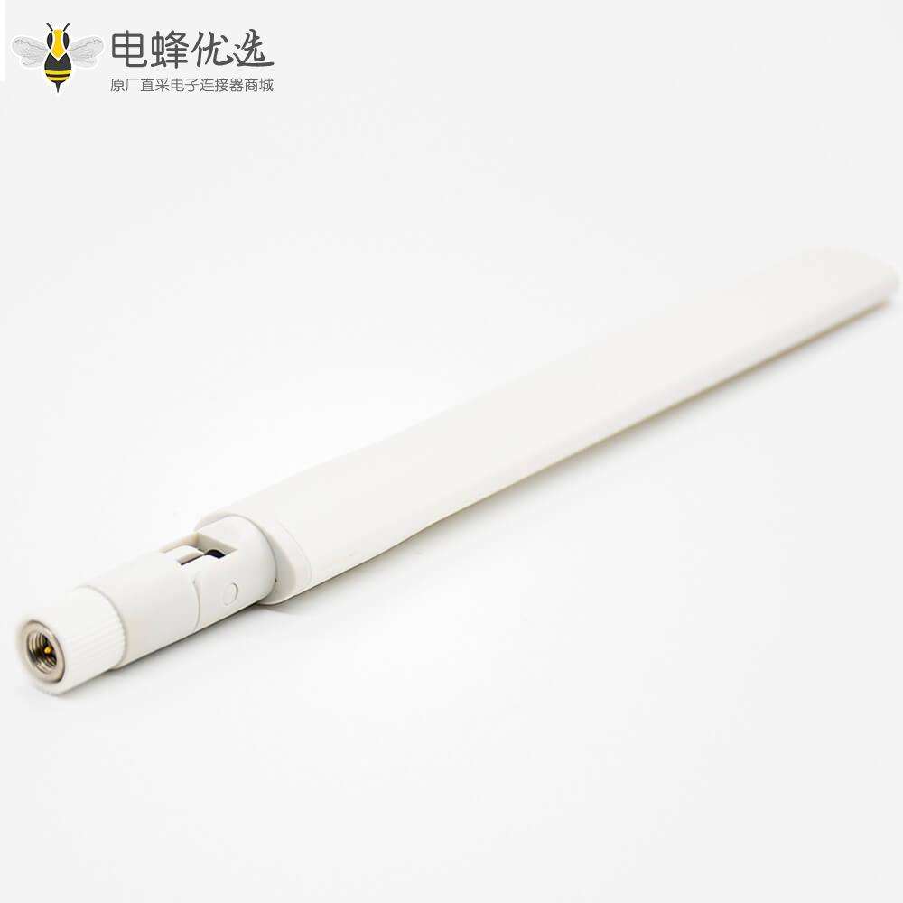 2.4GHZ天线白色可折叠式公插头标准螺纹连接SMA连接器