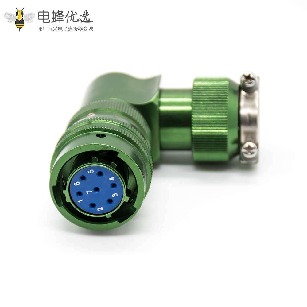 Y50X插头母头7芯卡口连接焊接夹线板式铝合金弯式连接器
