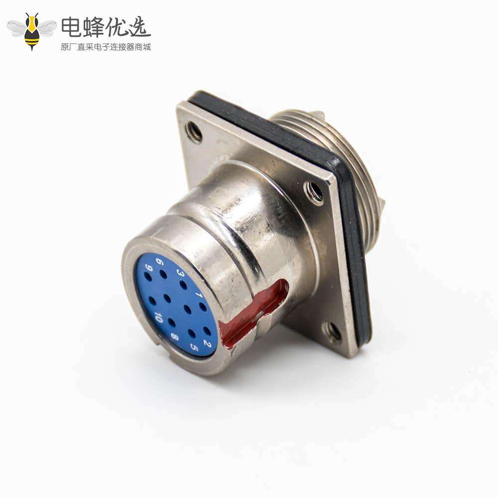 10芯连接器4孔法兰焊杯插头&插座卡口连接Y27G公母对接电缆式直式工防黄铜