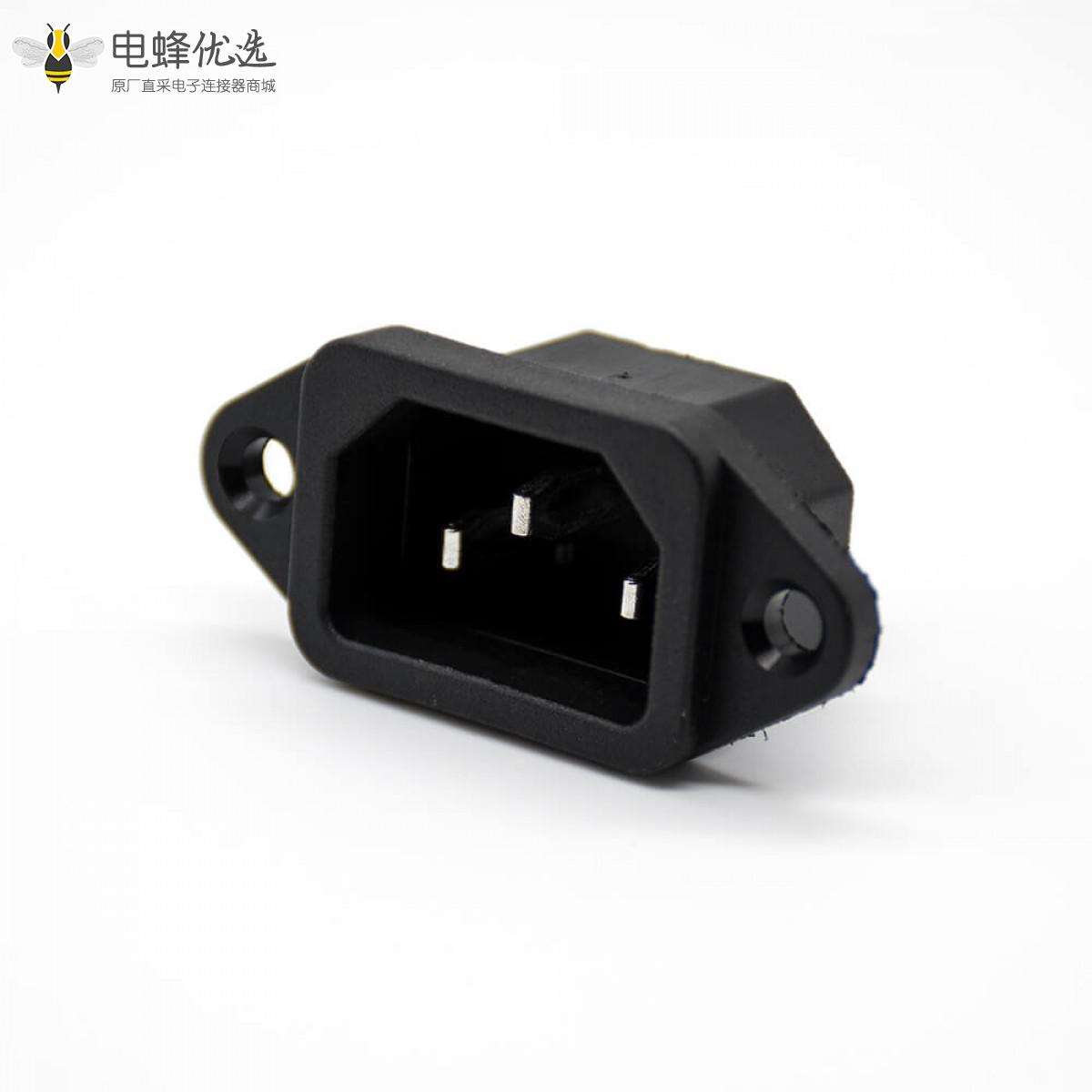 电源插座带保险AC-04公头插孔直式三芯AC电源连接器