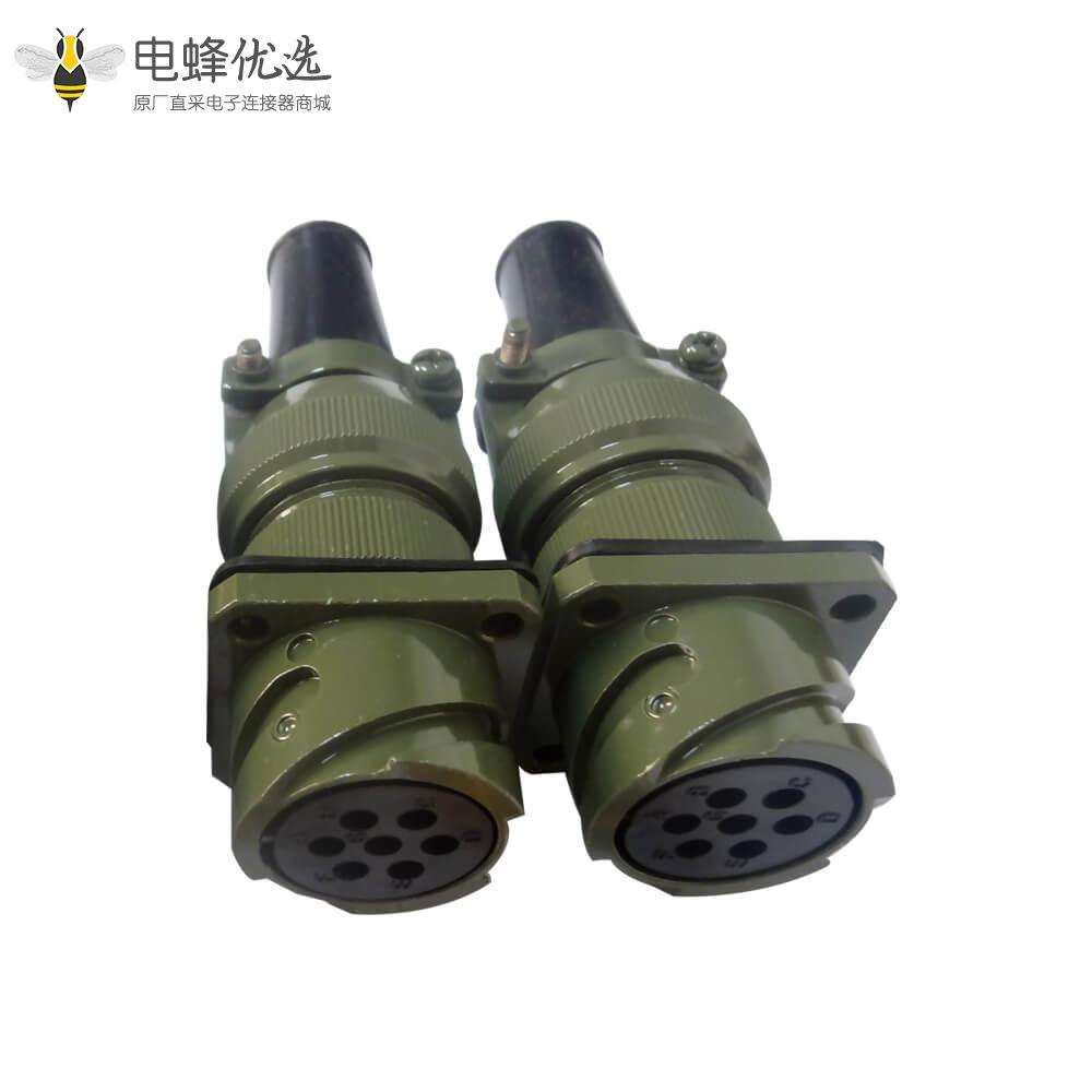 jl系列电连接器母插座7芯面板安装牵引连接器焊接直式卡扣连接