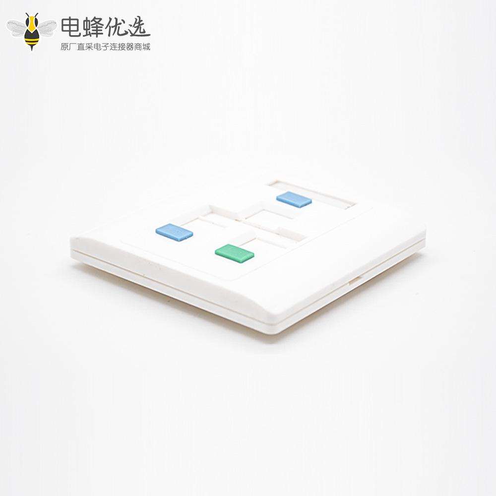 86型3口网络面板两位网络接口不带屏蔽电话接口面板安装