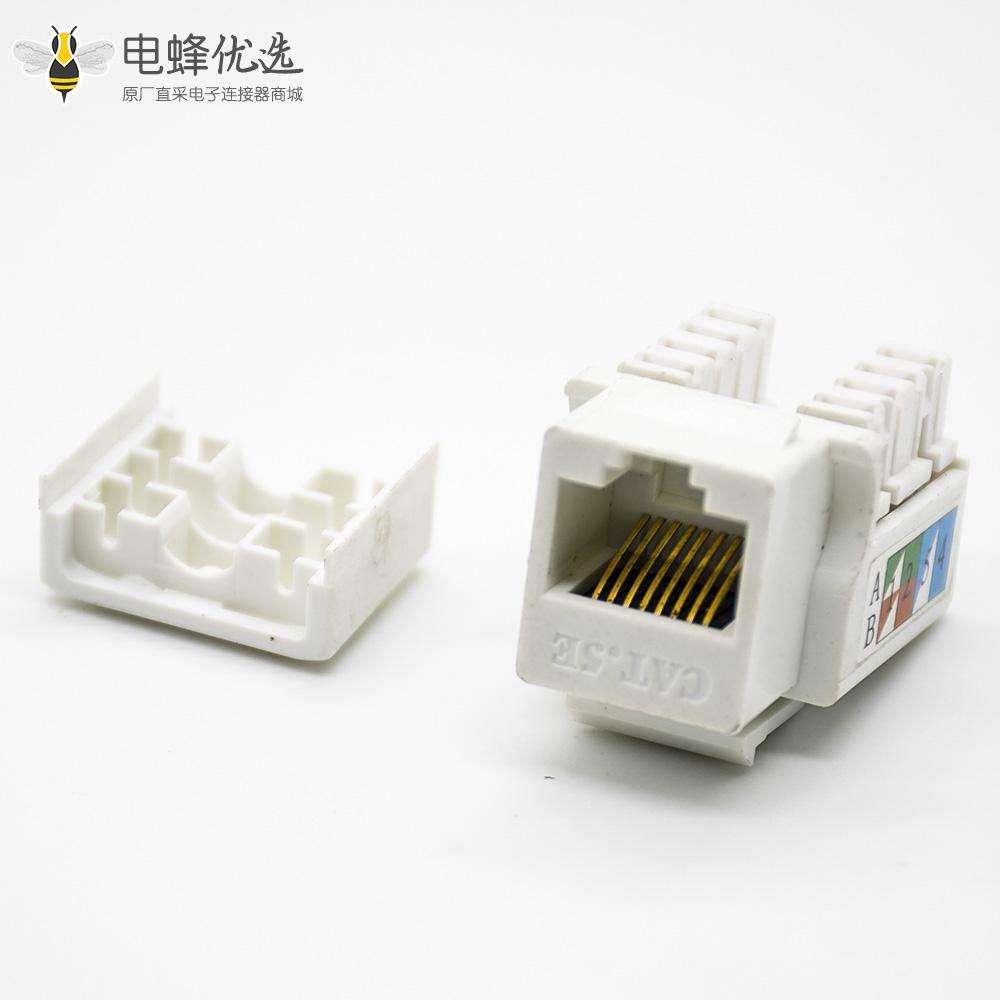网线接口RJ45镀金触头单端口六类不带屏蔽90度模块化连接器