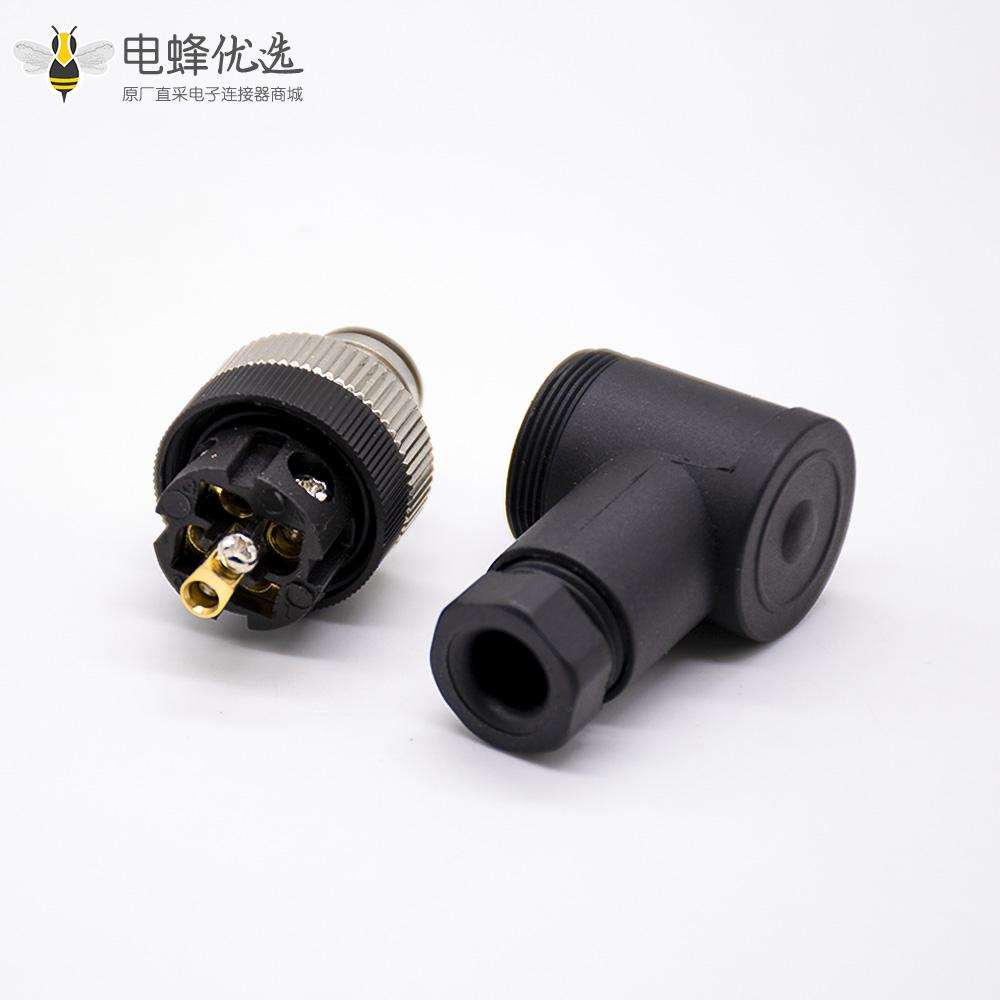 m12连接器5孔弯公头螺丝锁接式不带屏蔽A编码