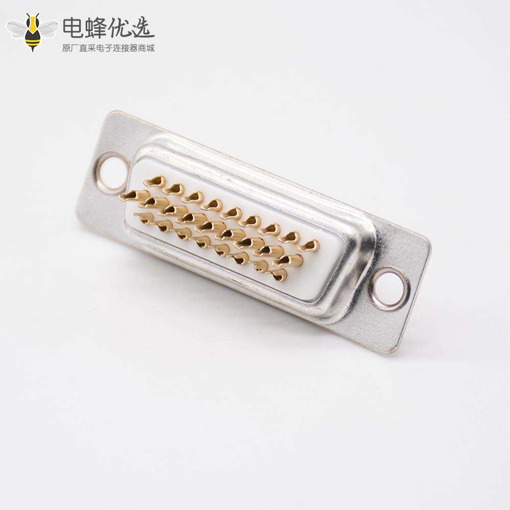 DB26三排直式白色胶芯母头冲针焊杯D Sub连接器