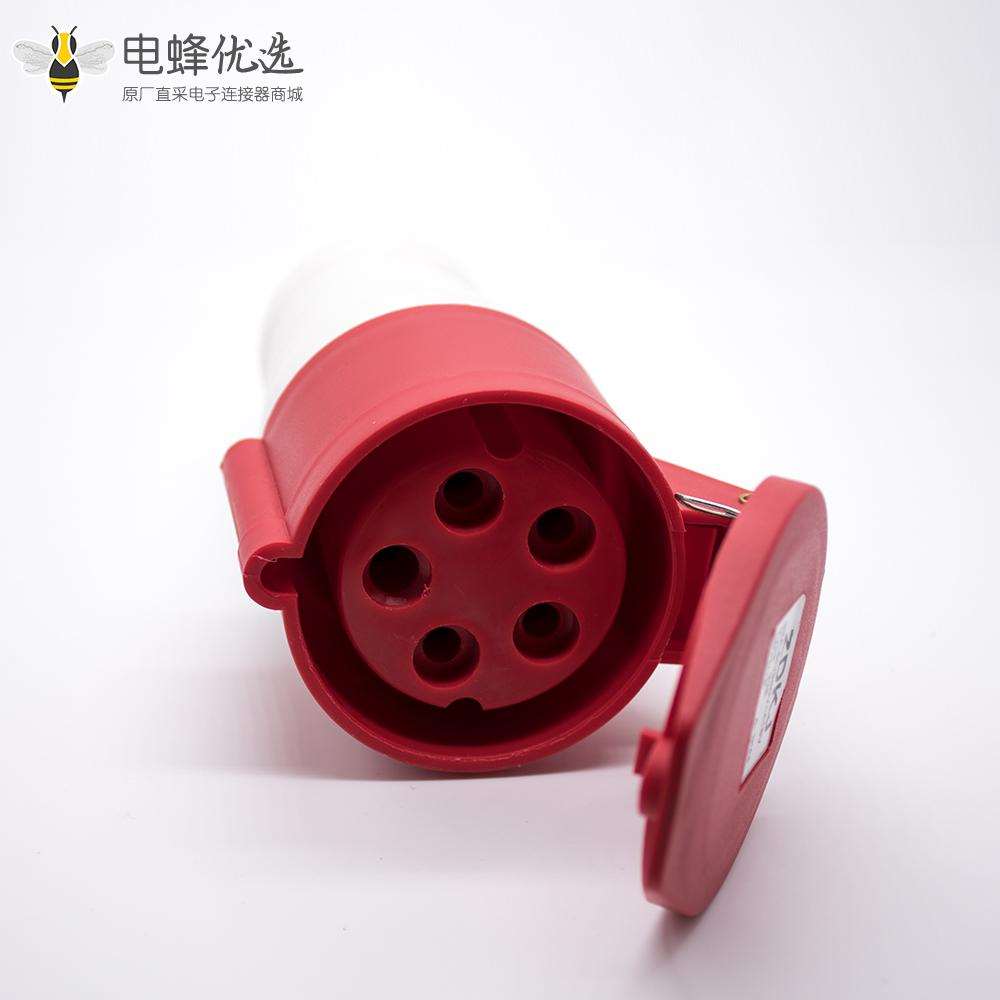 32A工业连接器5芯母头 380V-415V IP44 3P+N+E三相移动插座