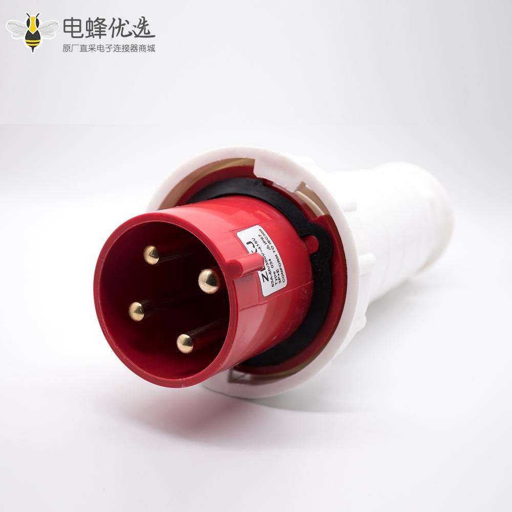 63A三相四线工业插头3P+E 4芯公头IP67 380V-415V