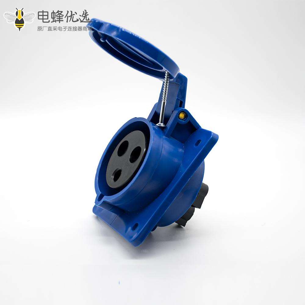 工业暗装插座3芯斜座2P+E母头32A 220V-240V IP44防水