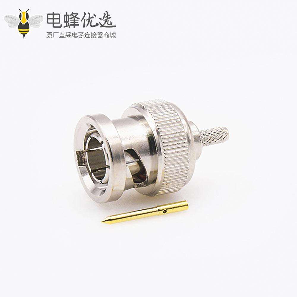 接线连接器BNC公头75&Omega;直线压接用于RG174/RG316