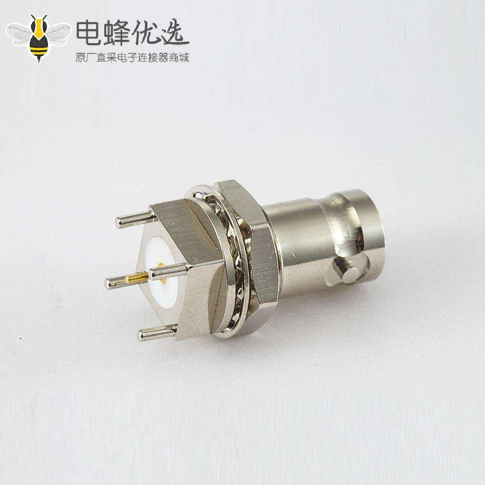 BNC连接器PCB安装母头180度前锁穿墙插孔50&Omega;