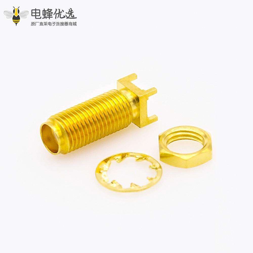 SMA母头前锁穿墙面板安装连接器直式插孔用于PCB安装