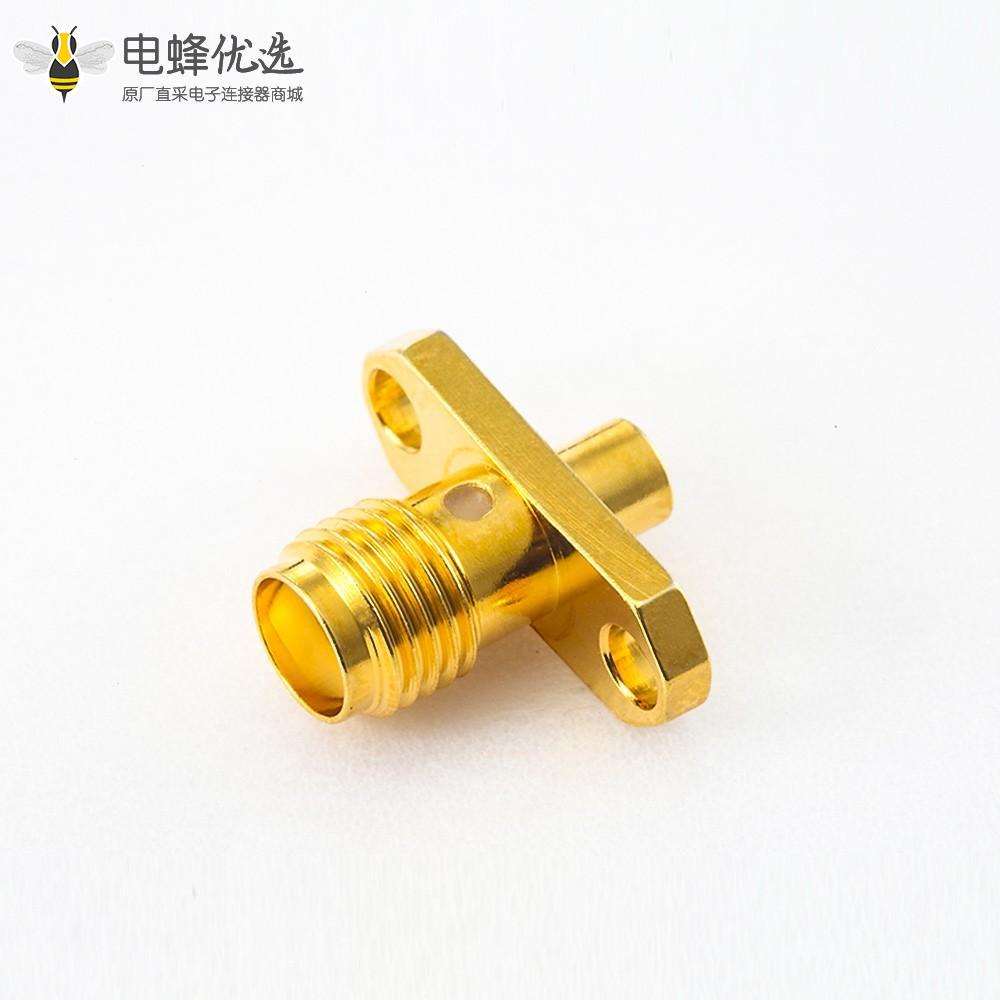 SMA 射频接线连接器母头直式2孔法兰焊接用于半柔/半刚性-2