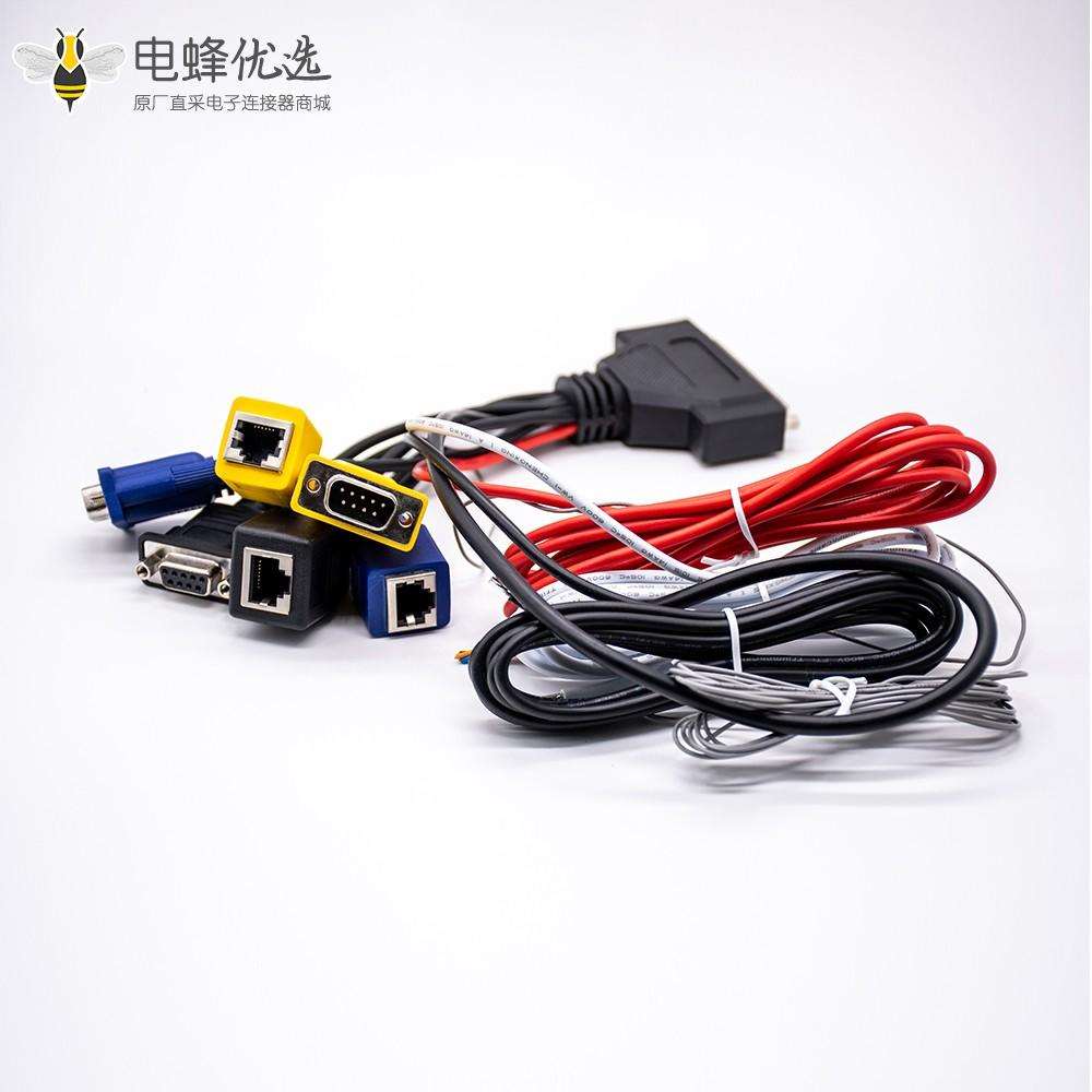 DB37针转D-sub&RJ45直式适配器电缆长3米带1米线束