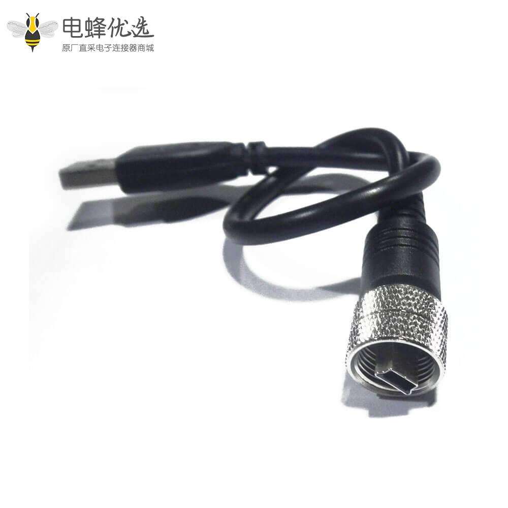防水连接器Mini USB5芯公M12-1.0直IP67连接线